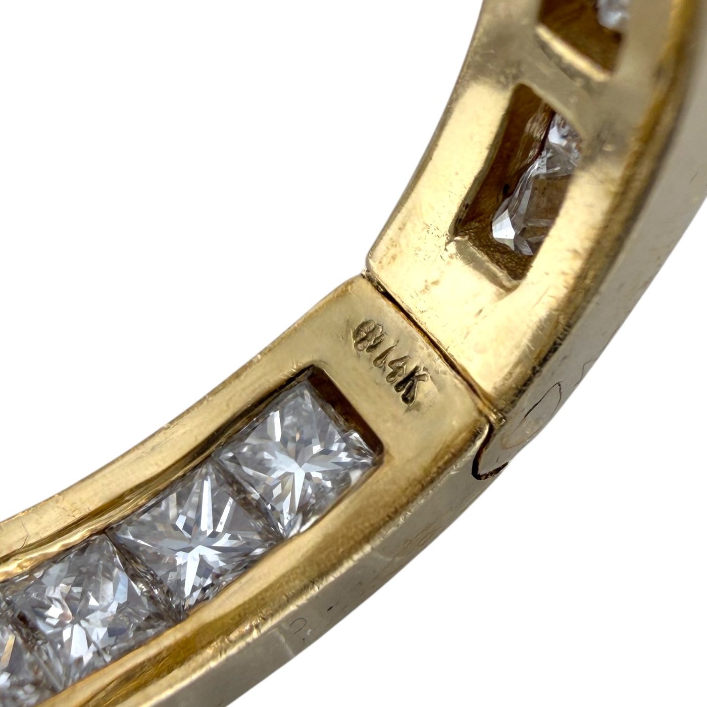 14K Yellow Gold Princess Cut 2ct Diamond Hoop Earrings