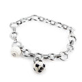 White gold diamond sports charm bracelet with soccer ball and textured bead detail
