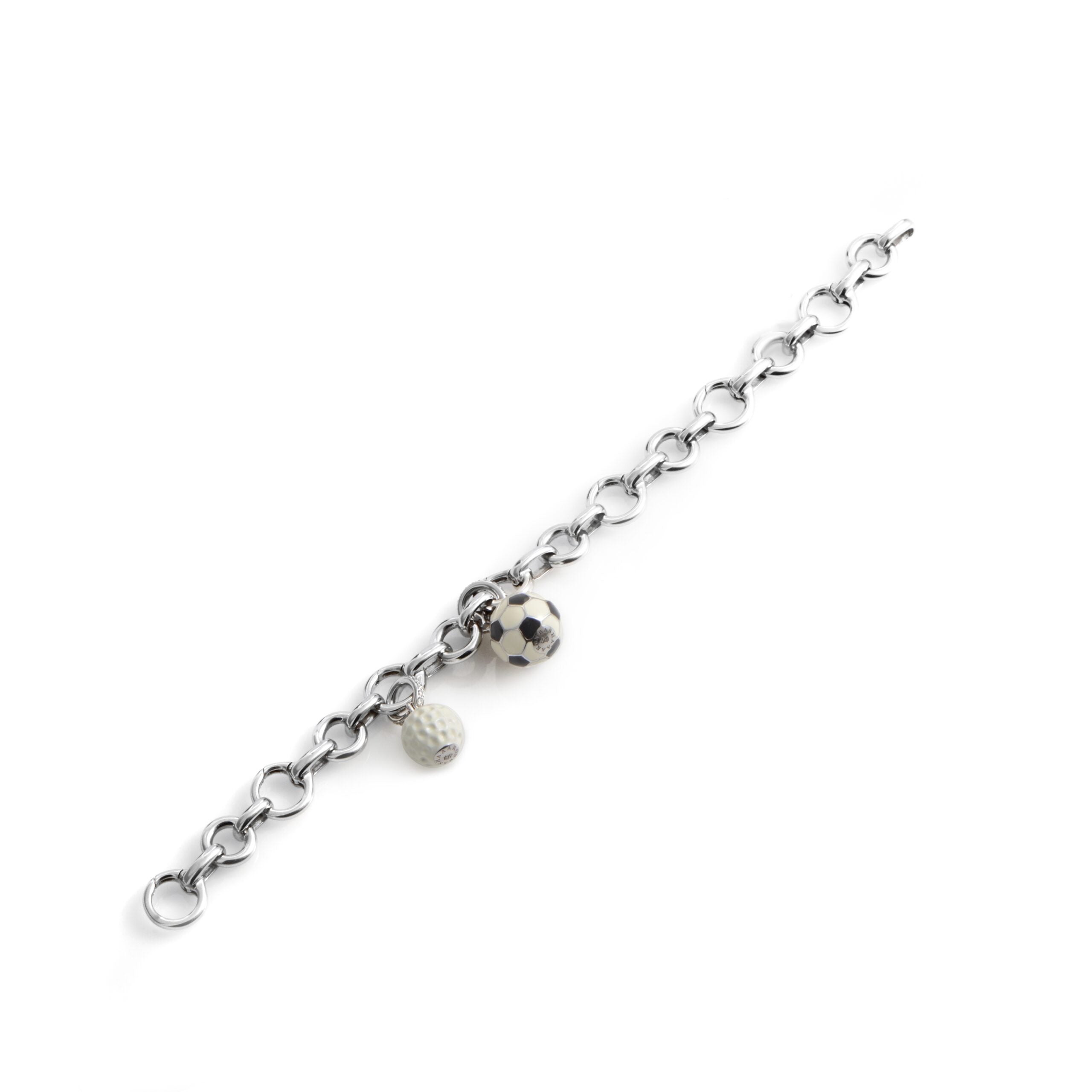 Aaron Basha 18K White Gold Diamond Sports Charm Bracelet