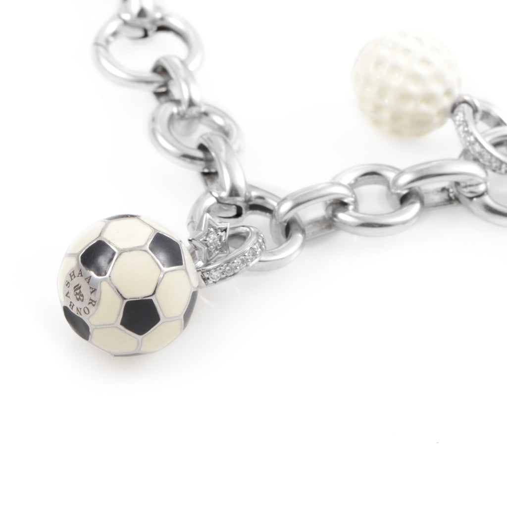 Aaron Basha18K White Gold Diamond Sports Charm Bracelet