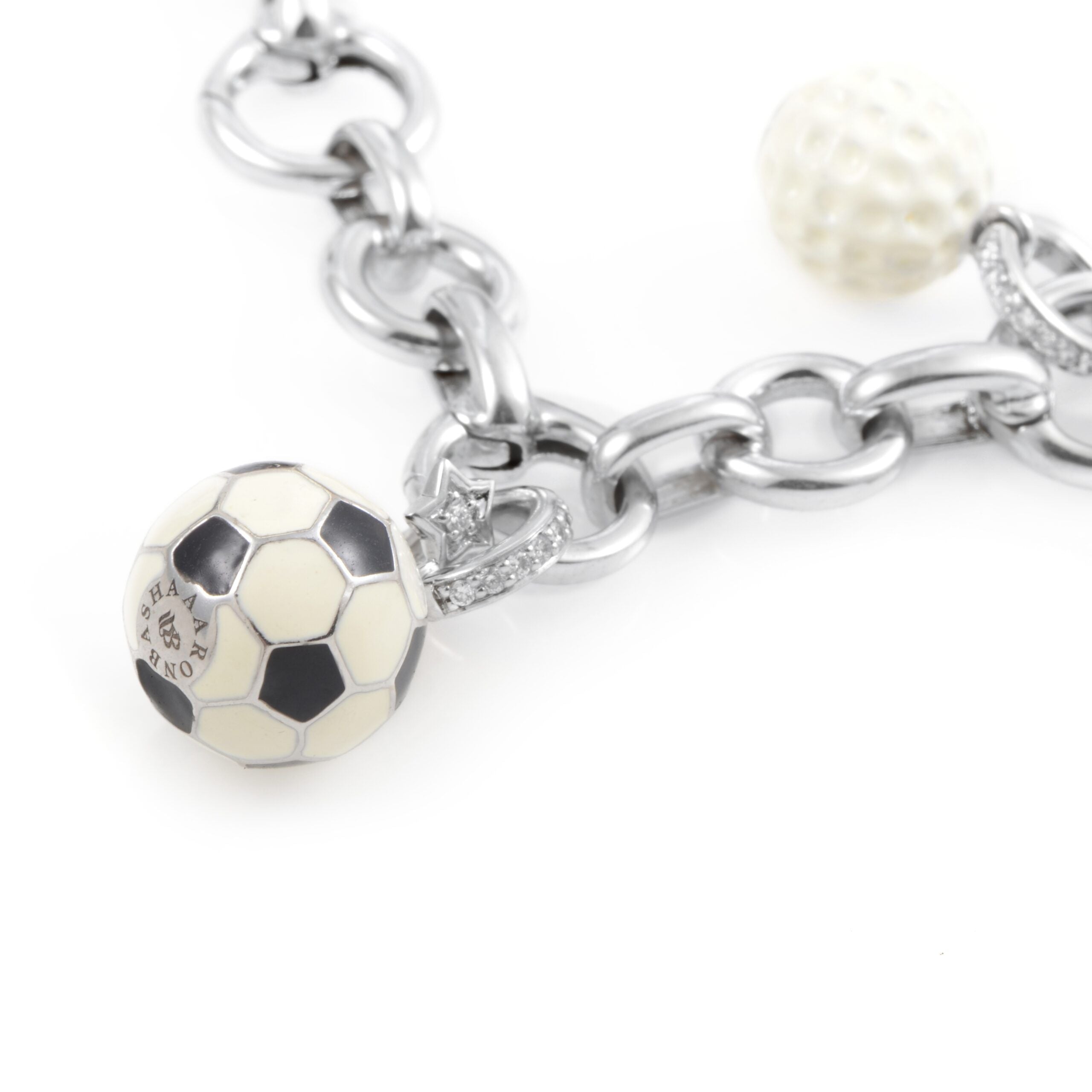 Aaron Basha18K White Gold Diamond Sports Charm Bracelet