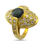 18K Yellow Gold 1.25ct Green Tourmaline and 0.6ct Diamond Ring