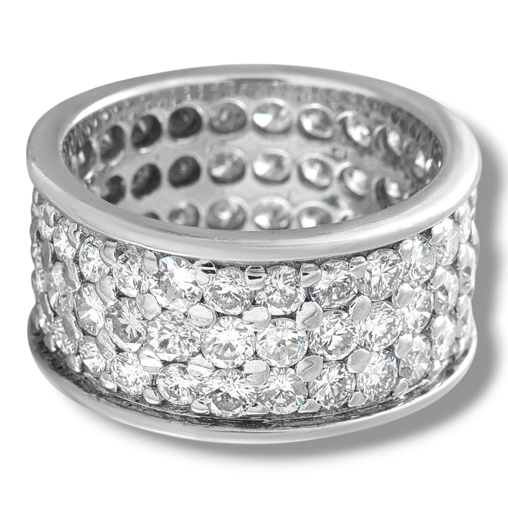 14K White Gold 5.0ct Diamond Wide Eternity Band Ring