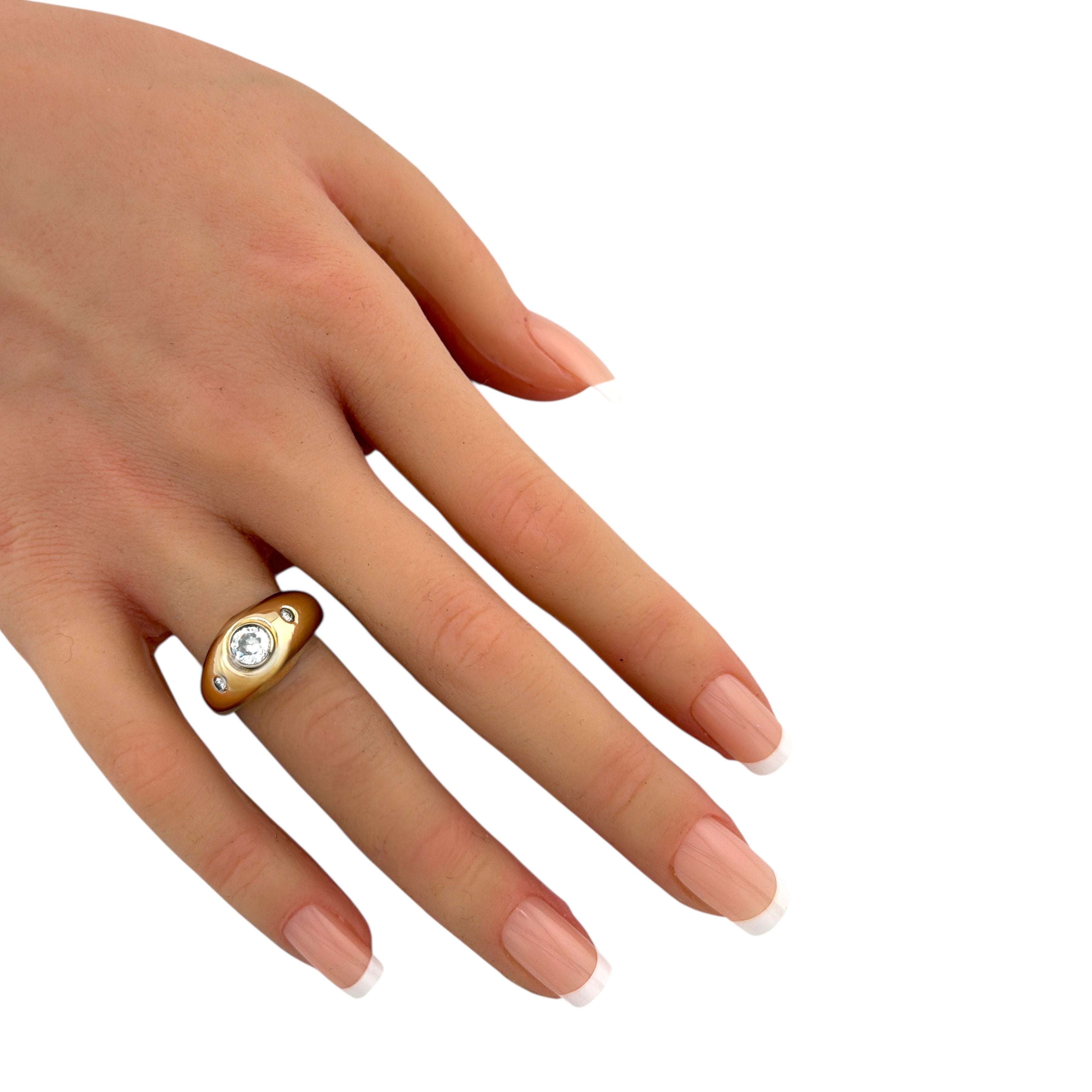 14K Yellow Gold 0.68ct Diamond Three-Stone Ring