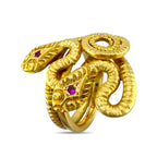 18K Yellow Gold Ruby Serpenti Double Head Ring