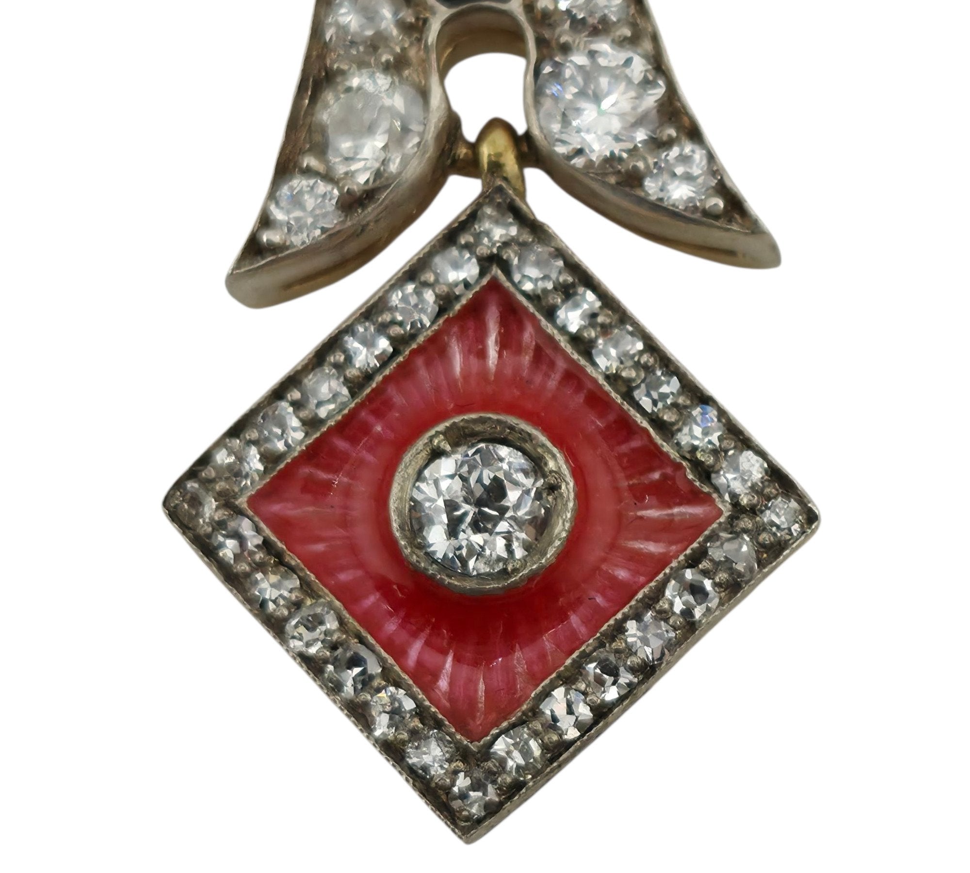 14 kt. Yellow gold, Imperial Russian 56K Gold, Enamel & 2.31 Carat Diamond Earrings, Circa 1900 -  2.31ct. tw.