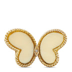 14K Yellow Gold Diamond and White Coral Butterfly Pendant