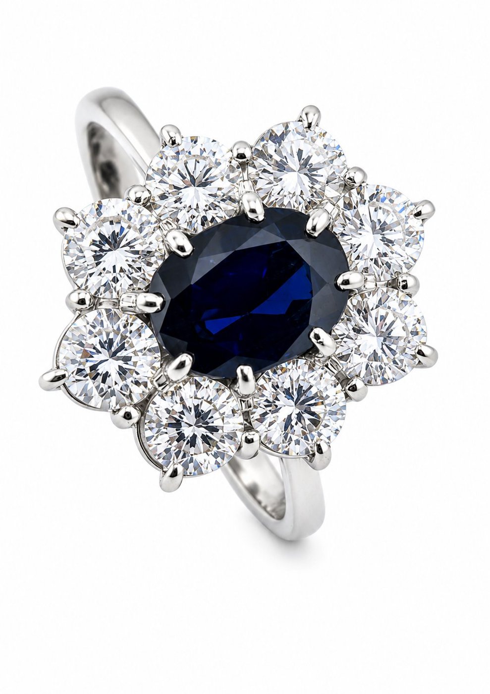 18K White Gold Ring Diamonds and 2.0ct Sapphire Sapphire