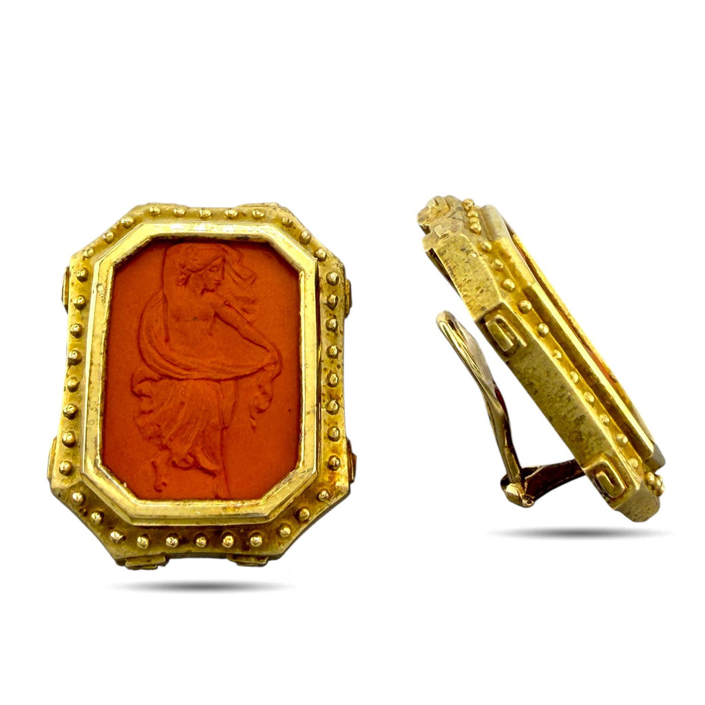 Antique 14K Yellow Gold Dancing Woman Earrings