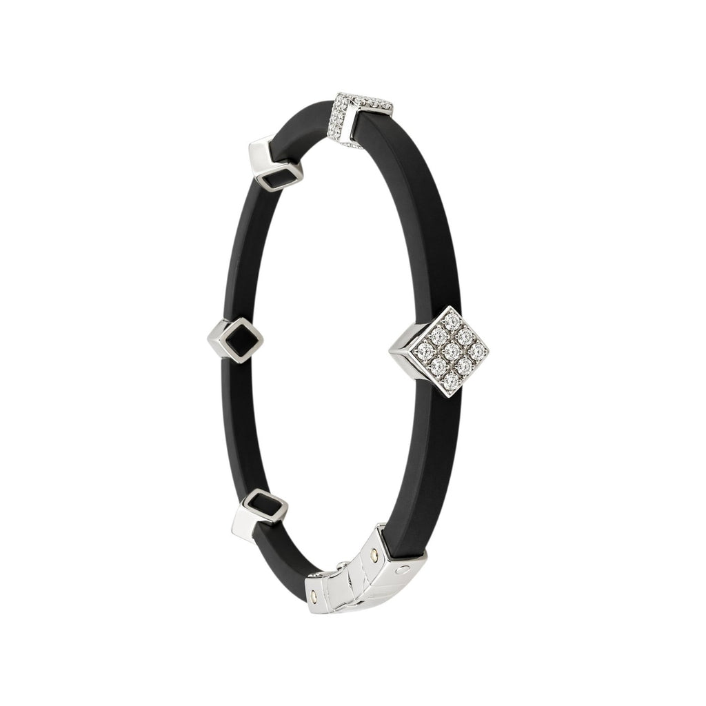 18K White Gold 0.35ct Diamond and Black Silicone Bracelet
