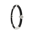 Black silicone bracelet with square diamond stations and white gold end accents