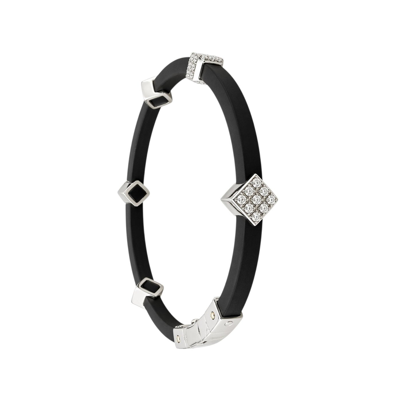 18K White Gold 0.35ct Diamond and Black Silicone Bracelet