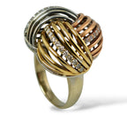 18K Tri-Color Gold Cocktail Ring with 0.5ct of Round Brilliant Diamonds