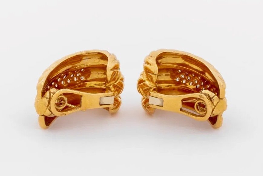 18K Yellow Gold and 1.08ct Diamond Large Huggie Earrings