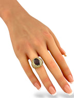 14K Yellow Gold Ring with Diamonds and Large Ruby Diamond