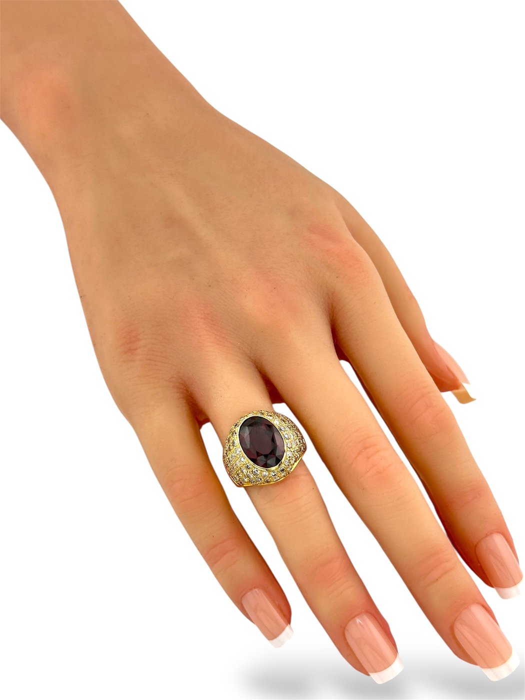 14K Yellow Gold Ring with Diamonds and Large Ruby Diamond