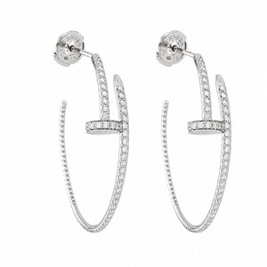 Cartier Juste un Clou 18K White Gold 1.26ct Diamond Large Hoop Earrings