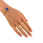 14K Rose Gold Lapis Lazuli Heart and 0.22ct Diamond Bracelet