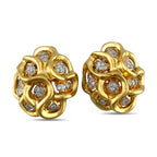 14K Raafty Yellow Gold 1.2ct Diamond Wavy Design Earrings