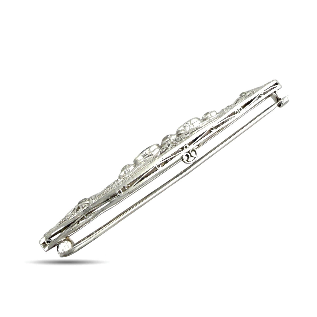 Platinum art deco brooch back with hinge bar and pin clasp mechanism