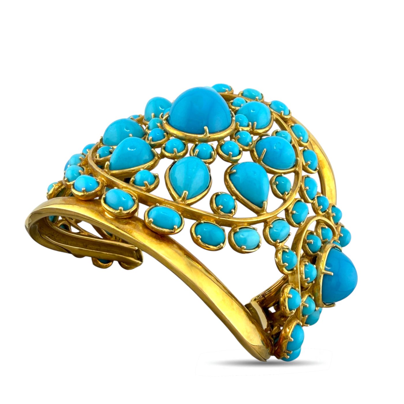 18K Yellow Gold Vintage Turquoise Bracelet
