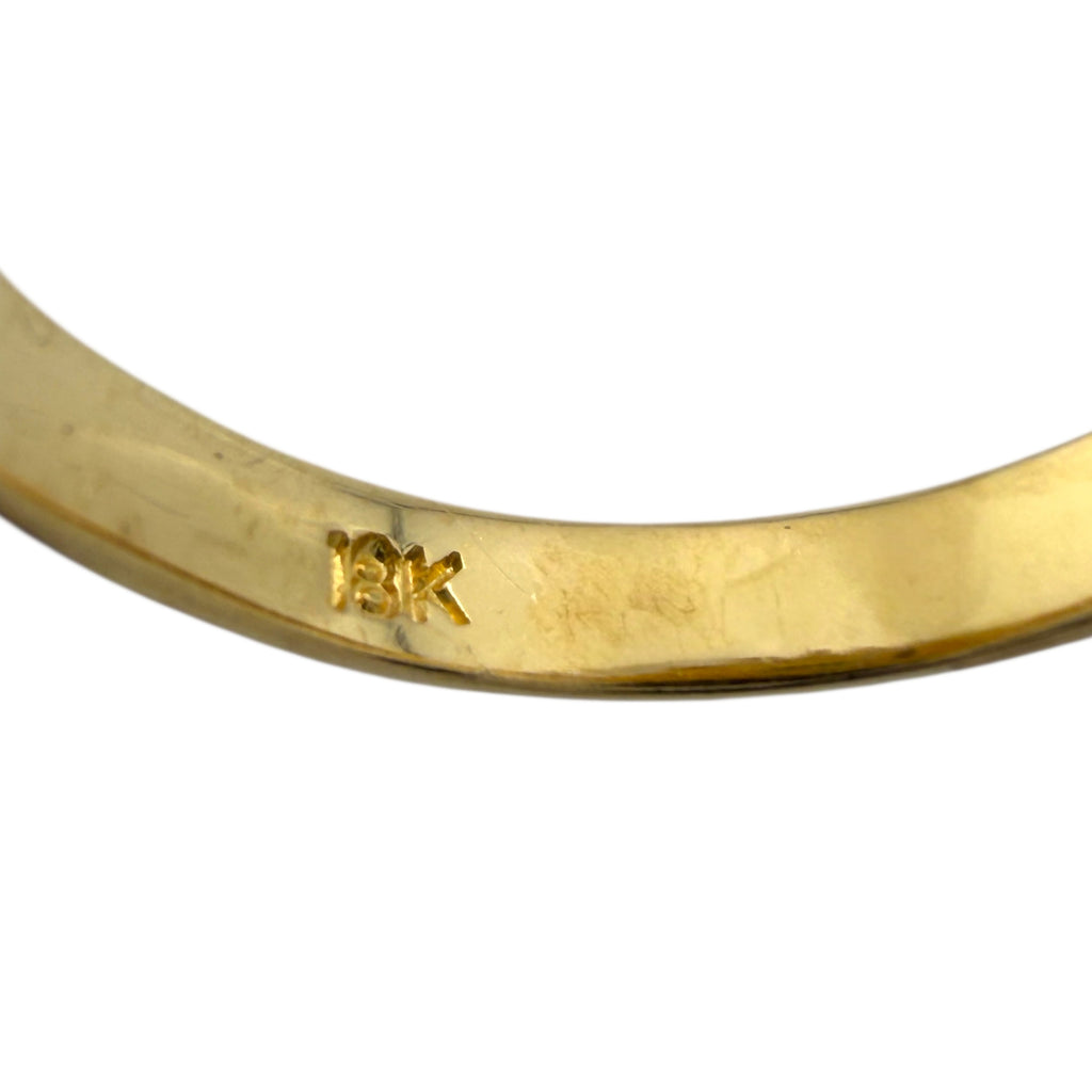 18K Yellow Gold Ring with Jade Stone and Diamonds