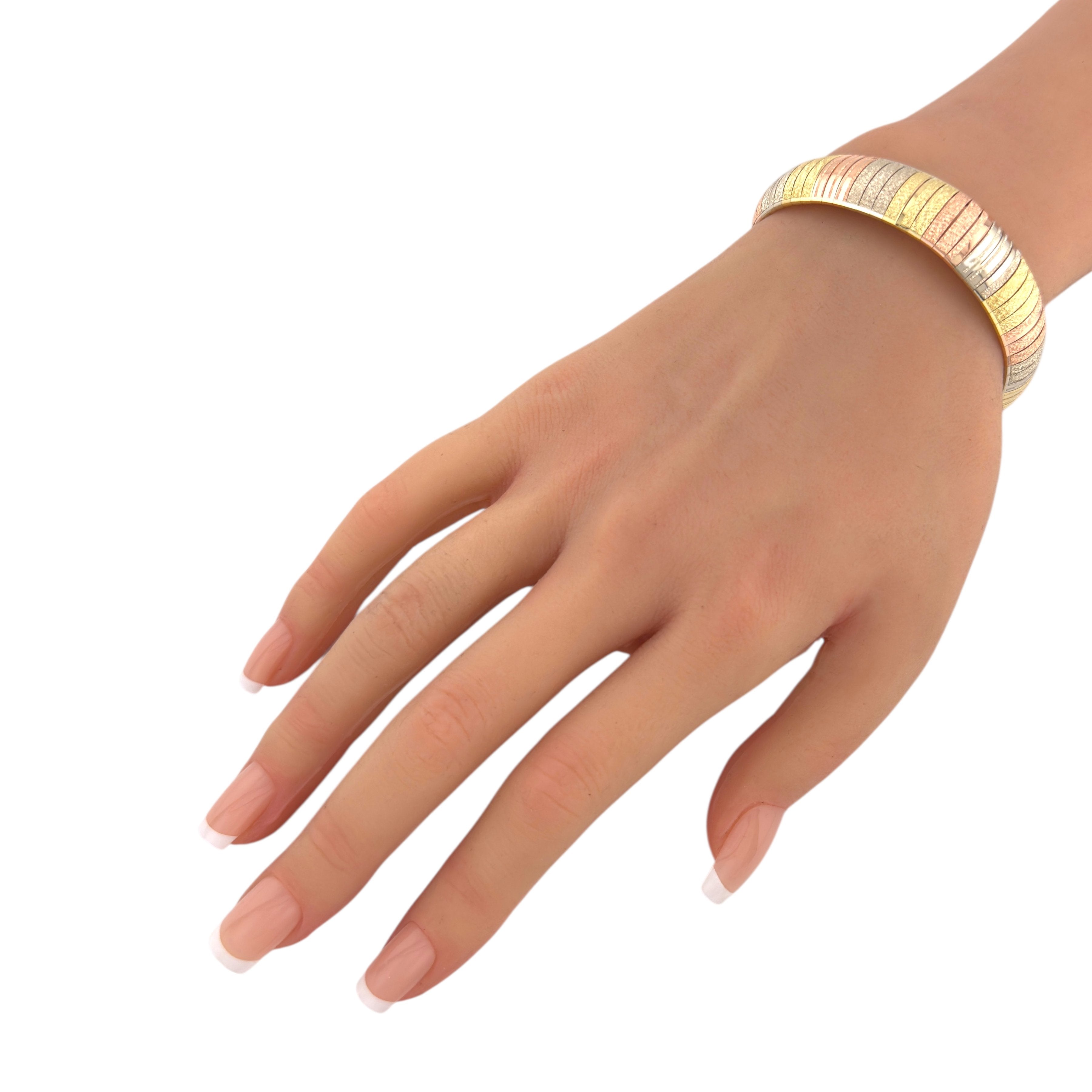 14 kt. Yellow gold, Exclusive 14K Tri-Color Gold Flexible Bracelet, White gold, Rose gold
