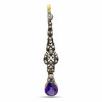 Imperial Russian 14K Yellow Gold Amethyst and 2ct Diamond Drop Earrings