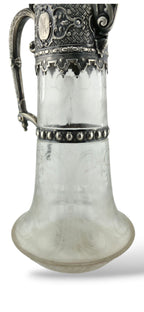Antique Imperial Faberge Silver Cut Glass Decanter Carafe Circa 1900s
