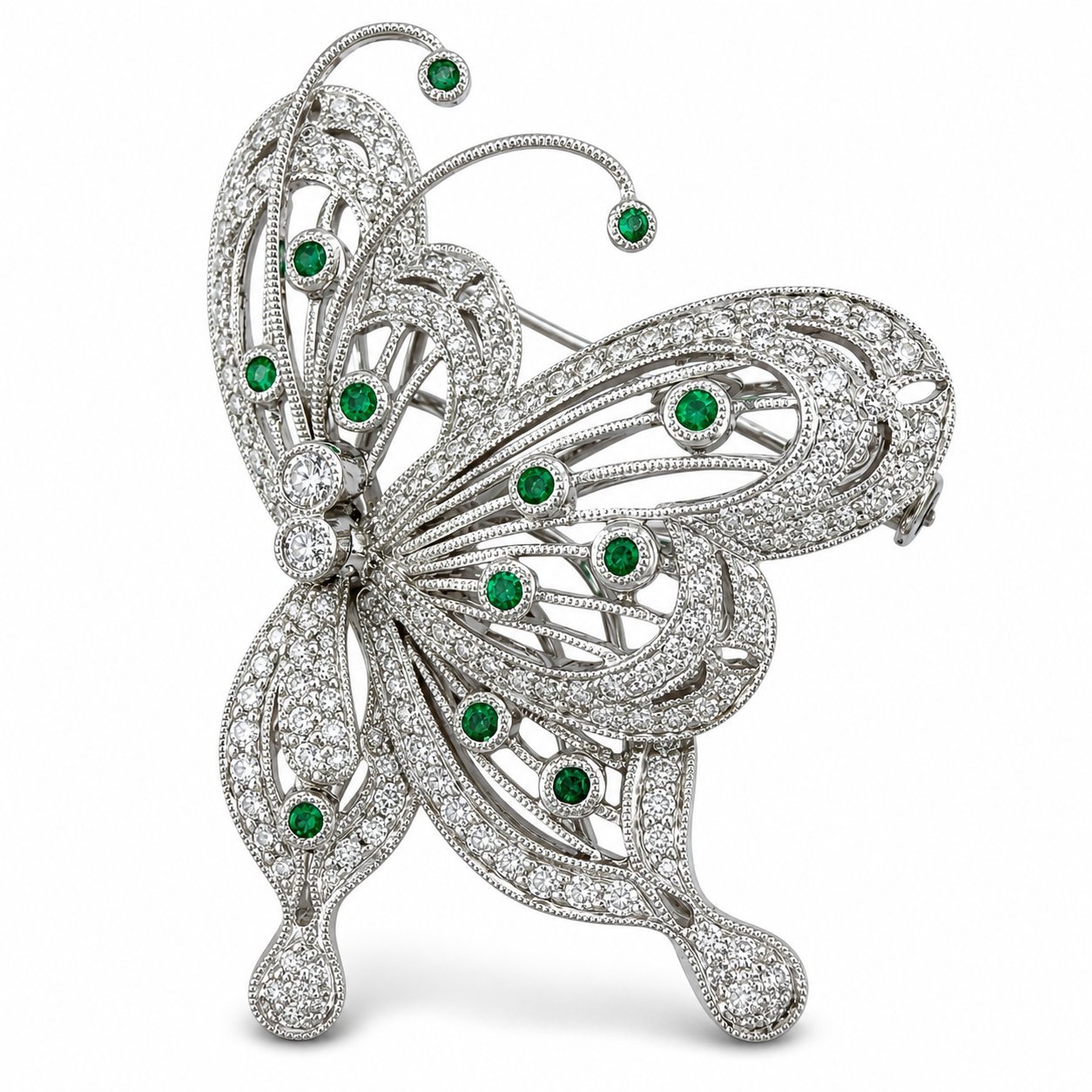 18K White Gold 1.0ct Diamond Movable Butterfly Brooch