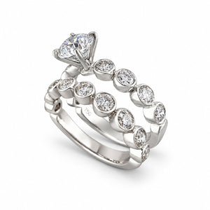 18K White Gold 2.65ct Diamond Engagement & Wedding Ring Set