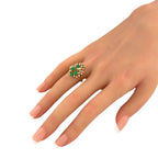 18K Yellow Gold Emerald and 2.36ct Diamond Necklace and Ring Set