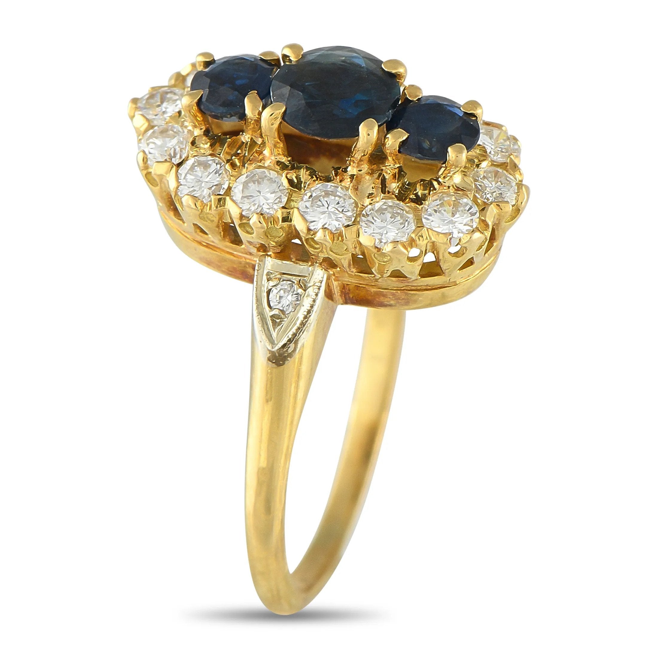 18 kt. Mikimoto 18K Yellow Gold 0.42ct Diamond and Sapphire Ring, Yellow gold -  1.42ct. tw. Diamond (Natural)  - Sapphire