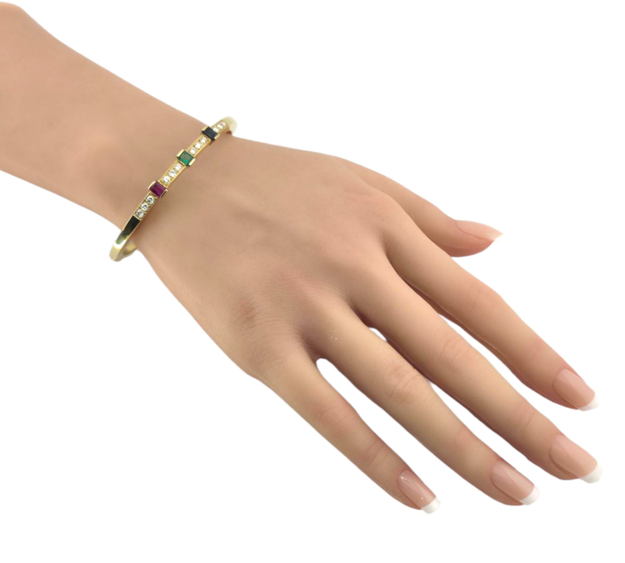 18 kt. Yellow gold, 18K Gold Emerald, Sapphire Ruby &  2.16Ct Diamond Bracelet  -  3.66ct. tw. Diamond (Natural)