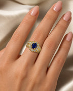 18K Yellow Gold 1.5ct Sapphire and 1.50ct Diamond Ring