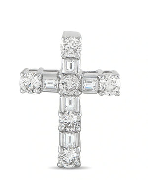 18K White Gold 1.53ct Diamond Cross Pendant