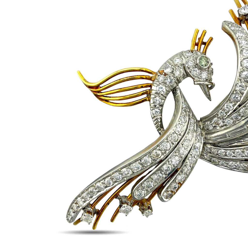 18K Yellow Gold 7.50ct Diamond Swan Brooch
