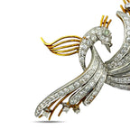 18K Yellow Gold 7.50ct Diamond Swan Brooch