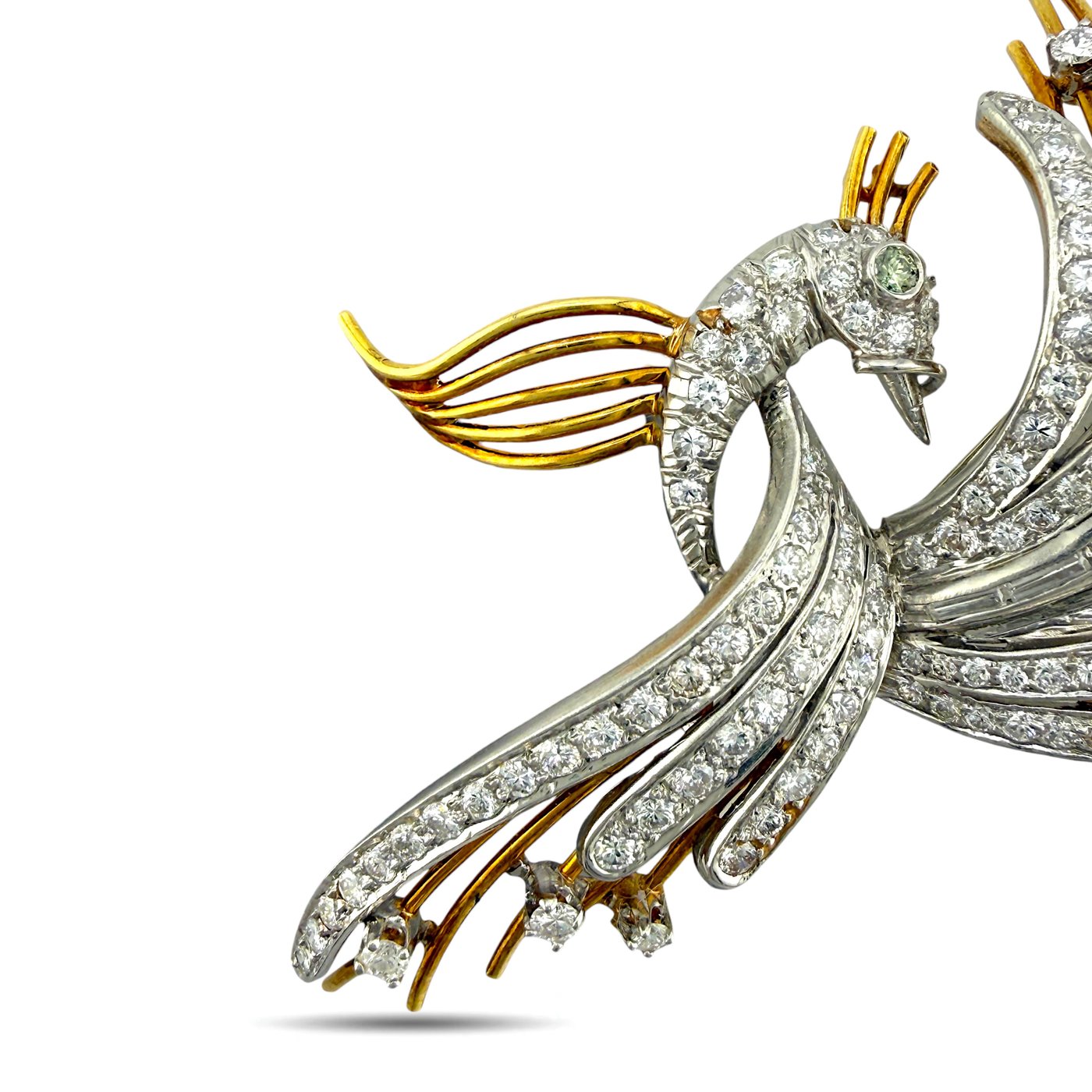 18K Yellow Gold 7.50ct Diamond Swan Brooch