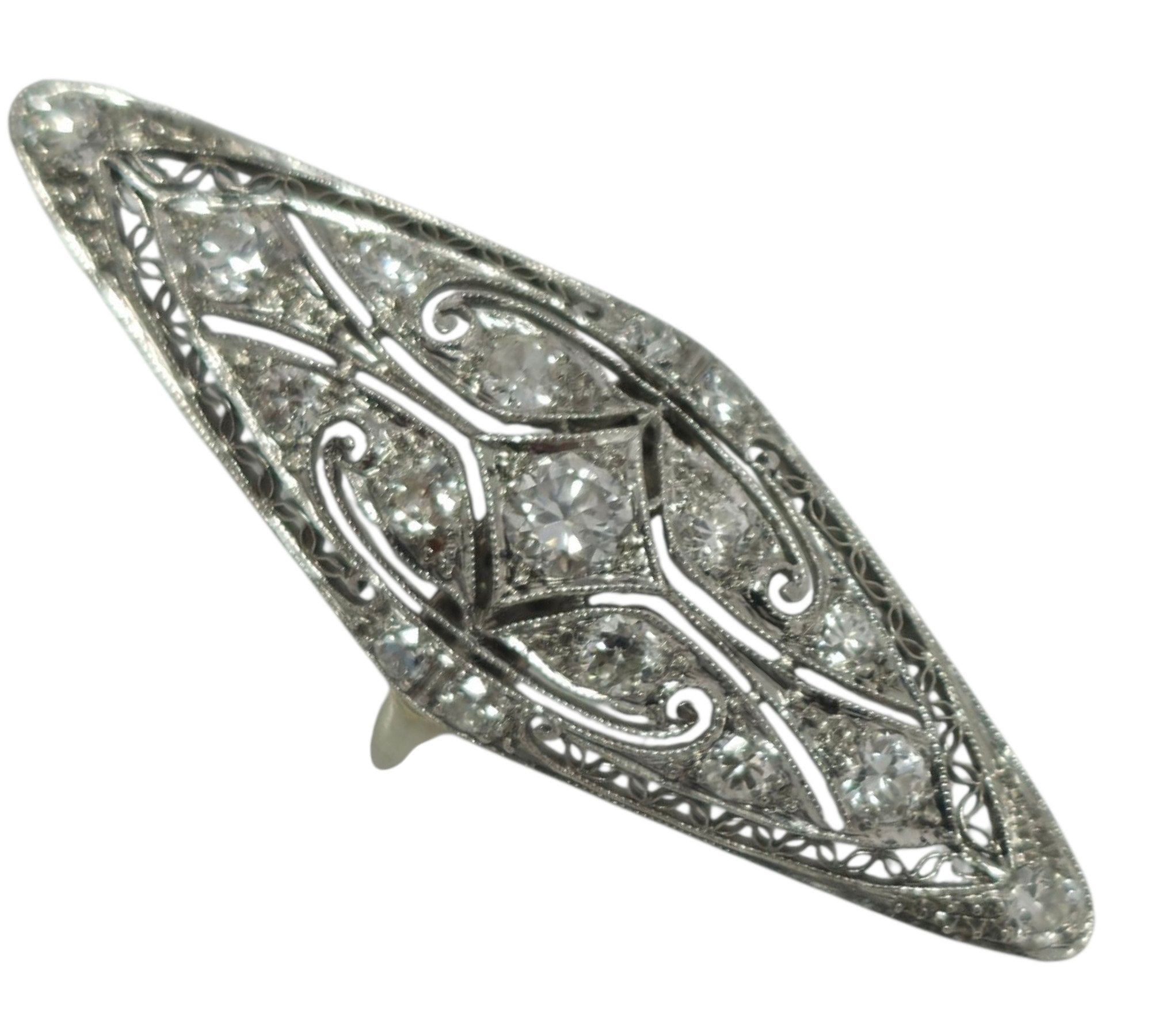 Art Deco Very Large 14K Gold and 1.25ct Diamond Ring