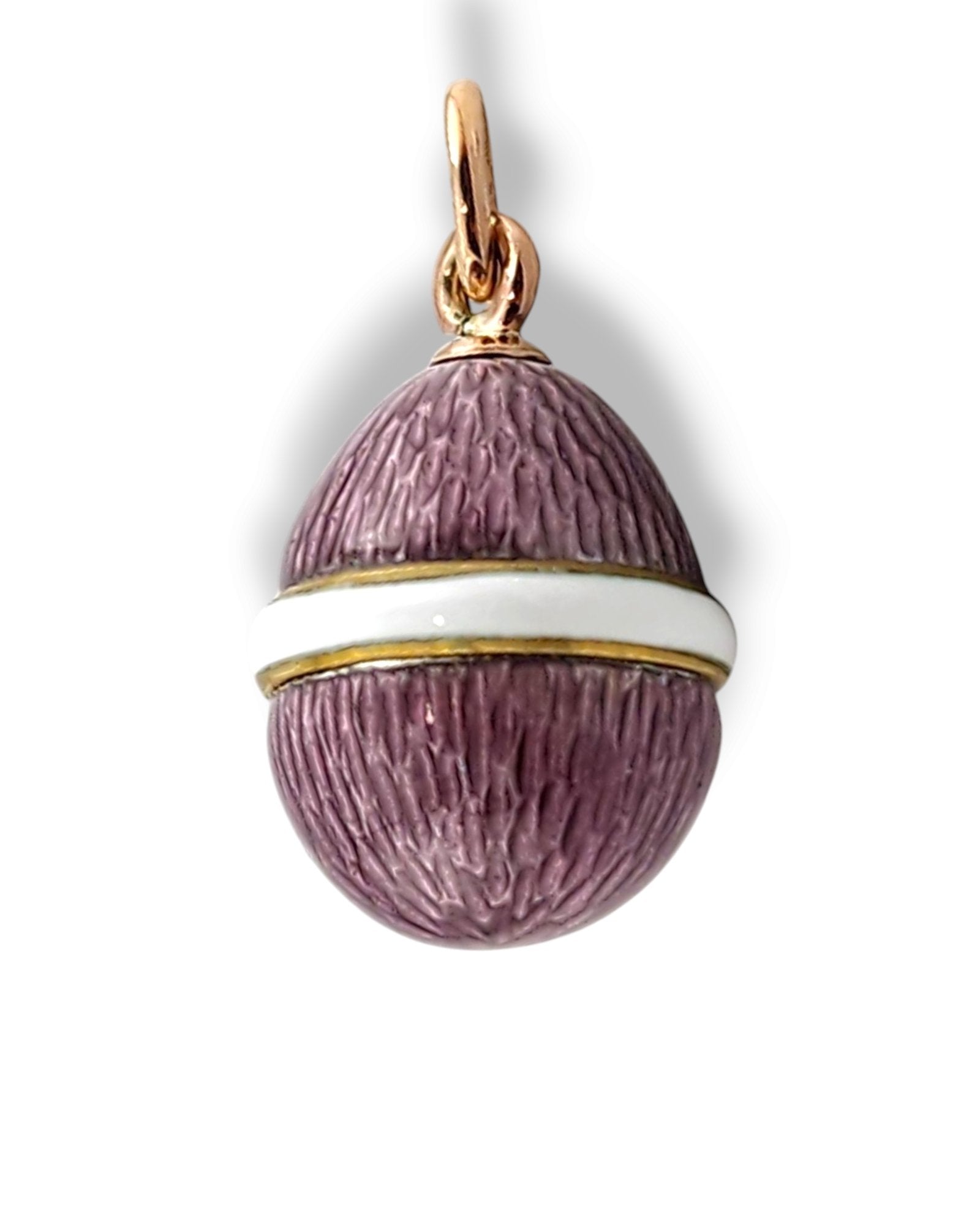 K. Faberge Jeweled 56K Gold and Enamel Egg Pendant Rare Design