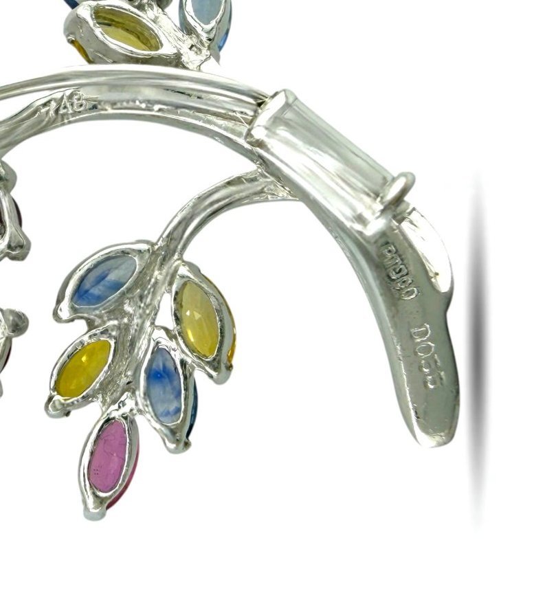 Marquise Gemstone and 0.55ct Diamond Sunflower Brooch