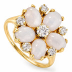 14K Yellow Gold Flower Design Ring with Diamonds