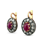 K. Faberge Imperial Russian 14K (56K) Rose Gold 2.20ct Ruby and 1.44ct Diamond Earrings