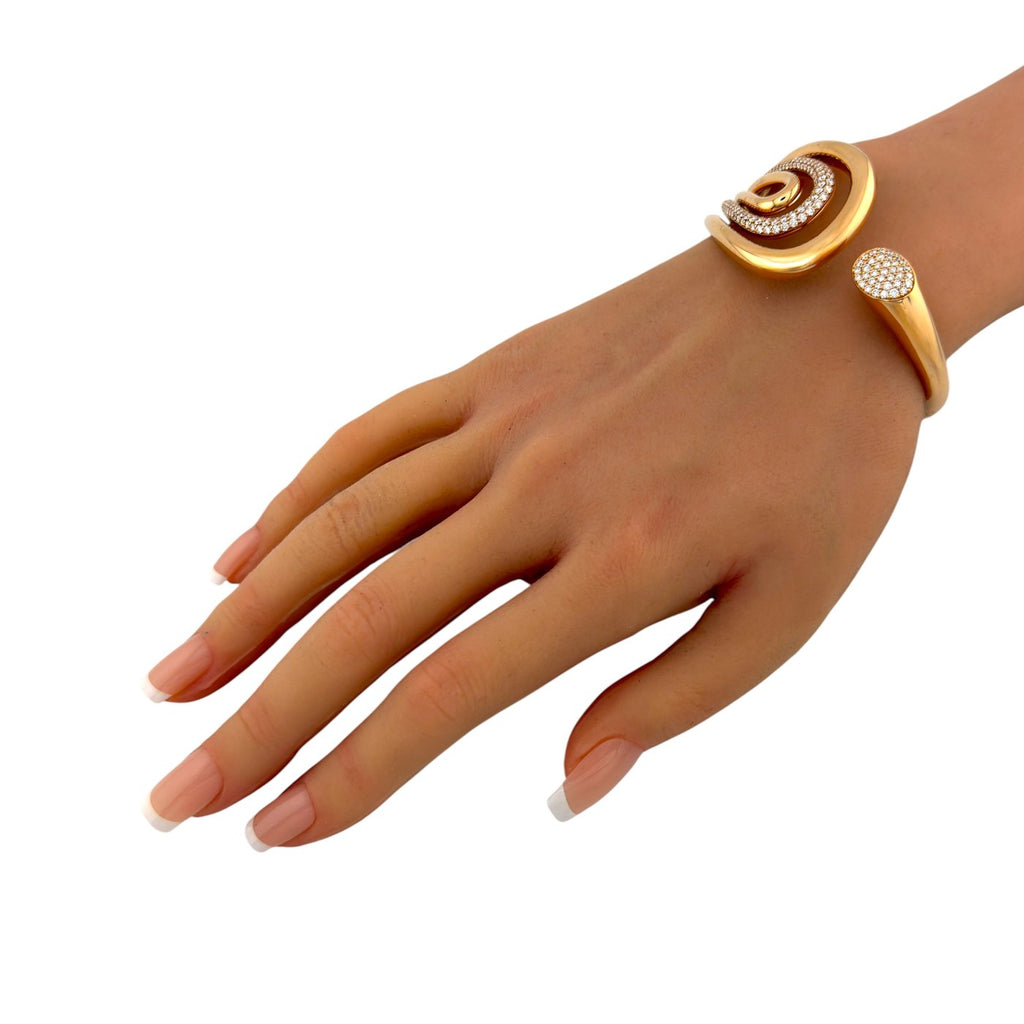 18K Simpsons Jewelers 18K Rose Gold 3.50ct Diamond Hinged Bracelet