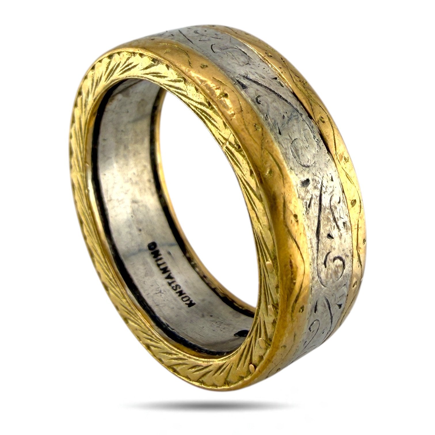 Konstantino 18K Yellow Gold and Platinum Band Ring