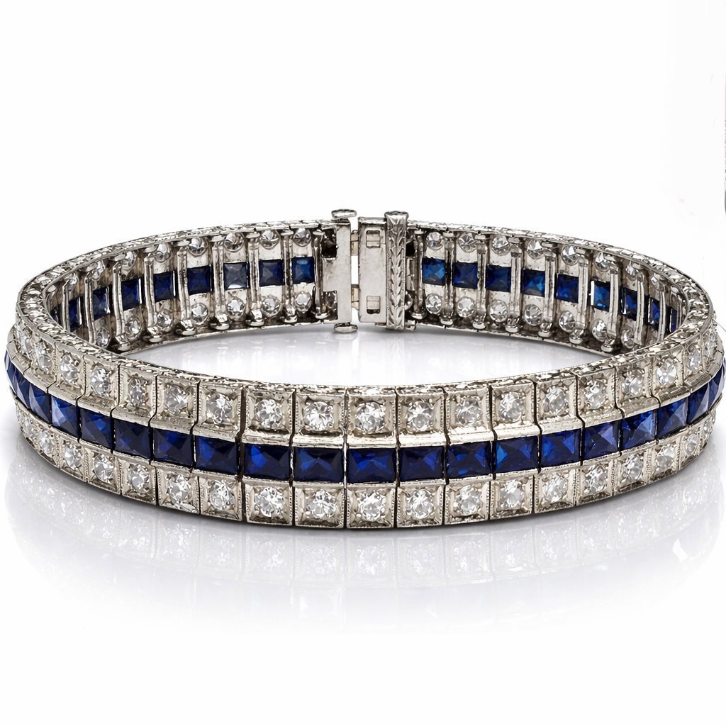 Art Deco Platinum and 7ct Diamond Bracelet Circa 1930s