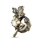 14K Rose Gold 0.3ct Diamond Flower Motif Antique Brooch, Rose Gold