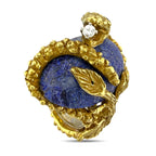 18K Yellow Gold Lapis 0.08ct Diamond and 40ct Sapphire Snake Ring