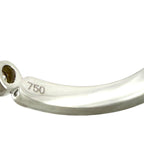 750 hallmark on white gold ring band, polished metal with prong base detail